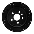 R1 13-15 Land Rover LR2 Rear Right Drilled & Slotted Black Brake Rotor