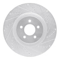 DFC 07-14 Ford Mustang Front Right Drilled & Slotted Silver Brake Rotor