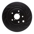 R1 18-25 Subaru WRX Rear Right Drilled & Slotted Black Brake Rotor