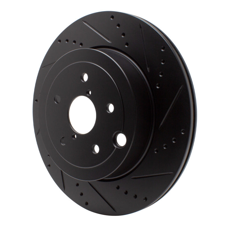 R1 18-25 Subaru WRX Rear Right Drilled & Slotted Black Brake Rotor