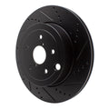R1 18-25 Subaru WRX Rear Right Drilled & Slotted Black Brake Rotor
