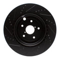 R1 18-25 Subaru WRX Rear Right Drilled & Slotted Black Brake Rotor