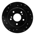 R1 01-03 Hyundai XG350 Front Left Drilled & Slotted Black Brake Rotor