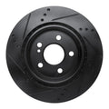 R1 14-19 Mercedes-Benz CLA250 Rear Right Drilled & Slotted Black Brake Rotor