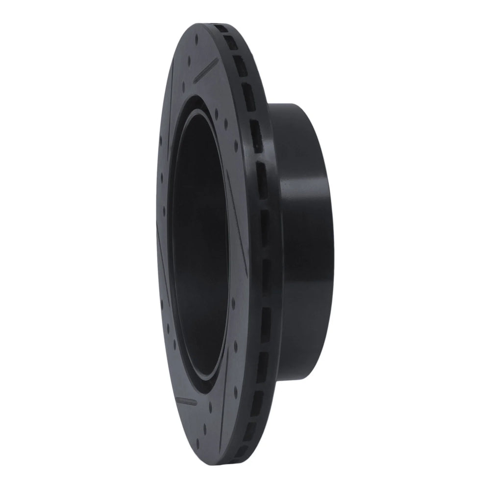 R1 92-96 Mitsubishi DIAMANTE Rear Right Drilled & Slotted Black Brake Rotor