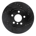 R1 14-21 Mini Cooper Clubman Front Right Drilled & Slotted Black Brake Rotor