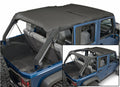 Combo Brief Extended Topper with Zip Out Rear Section for 2007-2018 Jeep Wrangler Unlimited 4-Door, Black Diamond, Windshield Channel Required (sold separately) Rampage