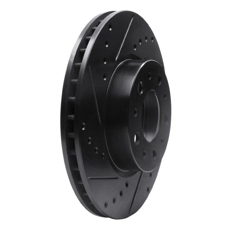 R1 91-95 Volvo 780 Front Left Drilled & Slotted Black Brake Rotor
