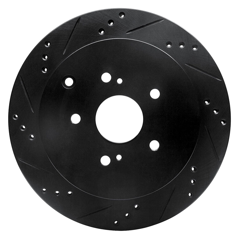 R1 09-17 Suzuki Grand Vitara Rear Left Drilled & Slotted Black Brake Rotor