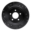 R1 96-02 Ford Crown Victoria Rear Right Drilled & Slotted Black Brake Rotor