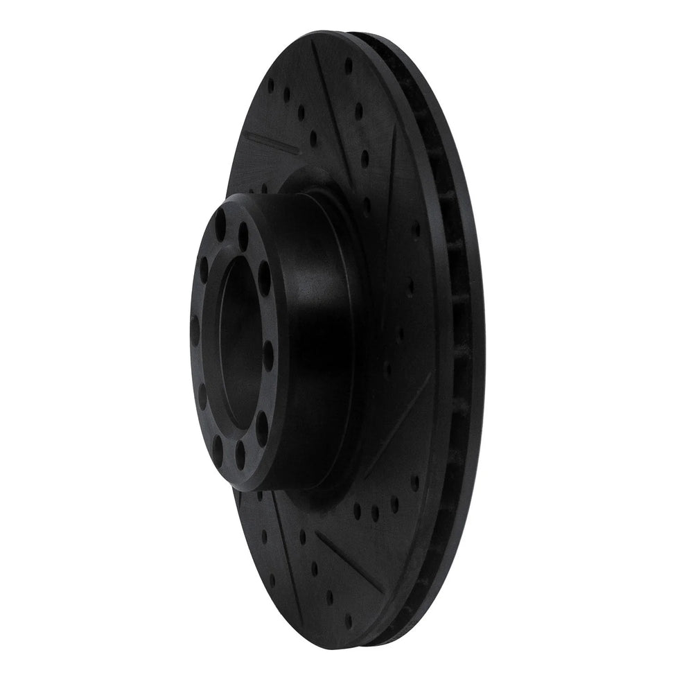 R1 82-85 Mercedes-Benz 500SEC Front Right Drilled & Slotted Black Brake Rotor