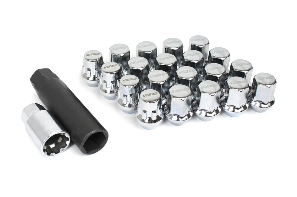 Rays M12x1.25 5 holes 16pcs nut, 4pcs Lock nut, 1 adapter & 1 lock nut key - Chrome