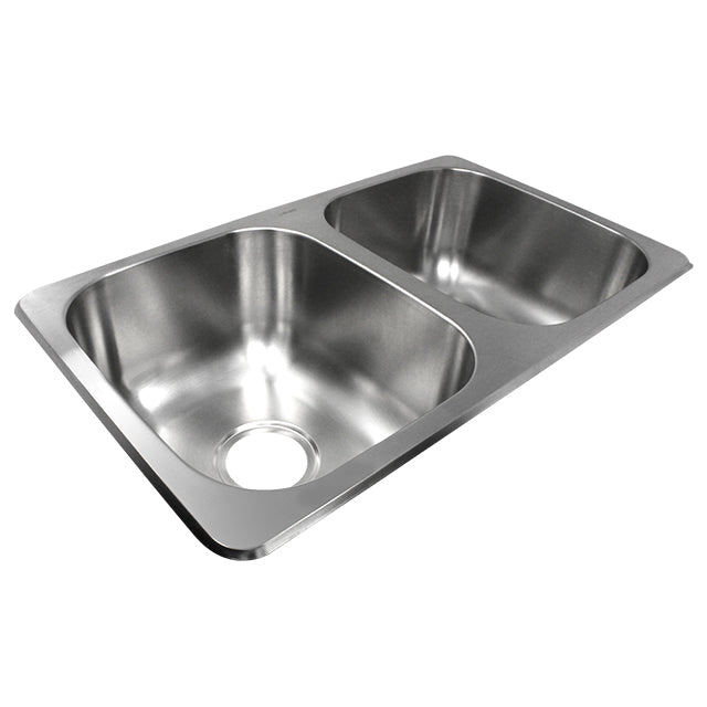 DOUBLE SINK 25X15X5 SS L/LEDGE