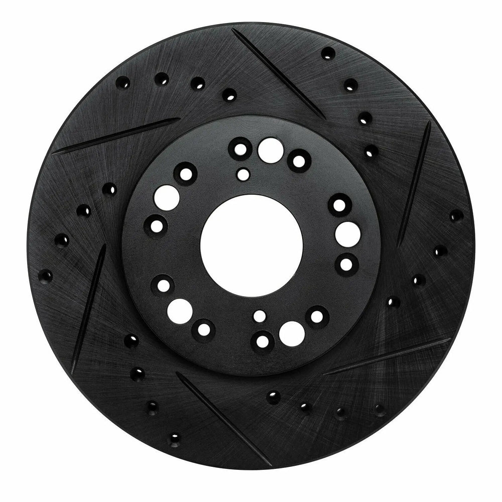 R1 90-90 Lexus LS400 Front Right Drilled & Slotted Black Brake Rotor