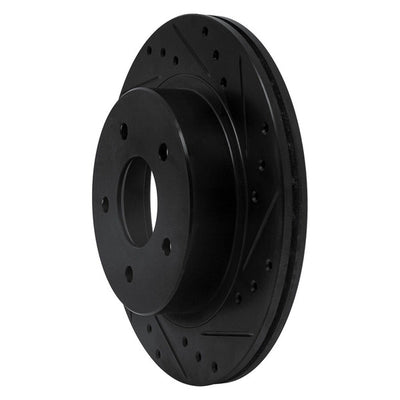 R1 87-89 Nissan 300ZX Turbo Rear Right Drilled & Slotted Black Brake Rotor
