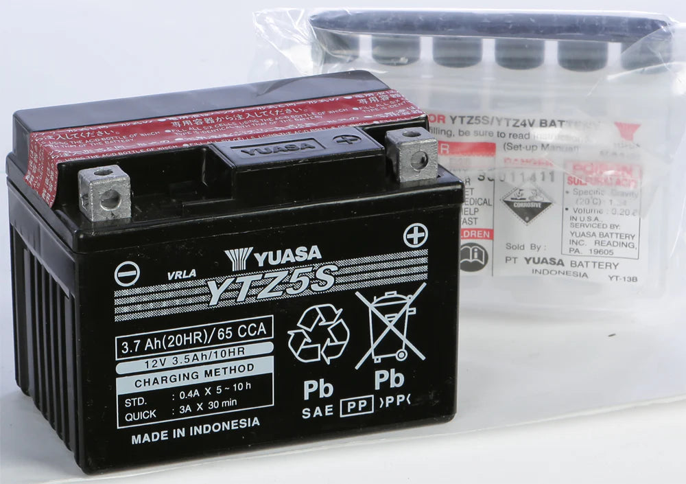 Yuasa YTZ5S-BS Maintenance Free AGM 12-Volt Battery w/Bottle