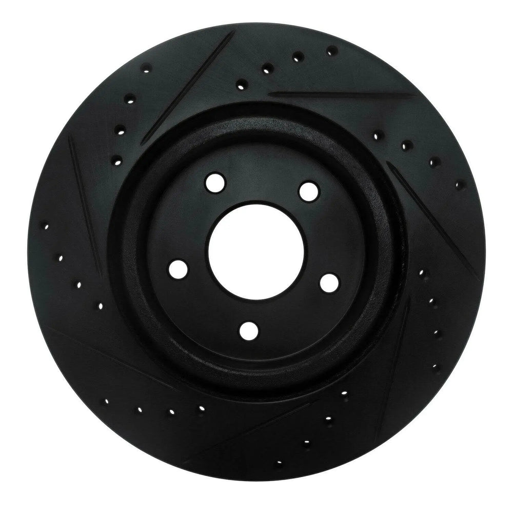 R1 19-24 Infiniti QX50 Rear Right Drilled & Slotted Black Brake Rotor