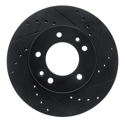 R1 86-91 Mazda RX-7 Front Right Drilled & Slotted Black Brake Rotor