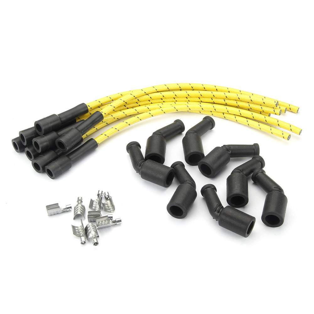 PLUG WIRE KIT LS COIL TO PLUG 180D PLUG 135D COIL CUT TO FIT YELLOW W/BLK TRA