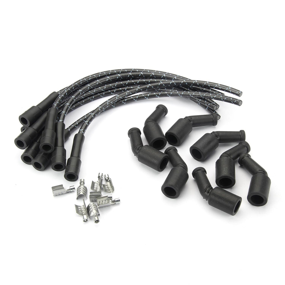 PLUG WIRE KIT LS COIL TO PLUG 180D PLUG 135D COIL CUT TO FIT BLK W/BLUE TRACE