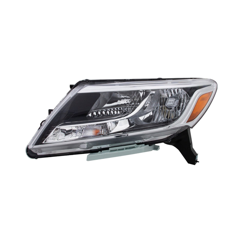 LH HEADLAMP ASSY COMPOSITE; HALOGEN; BLACK BEZEL; CHROME TRIM; PATHFINDER 1316