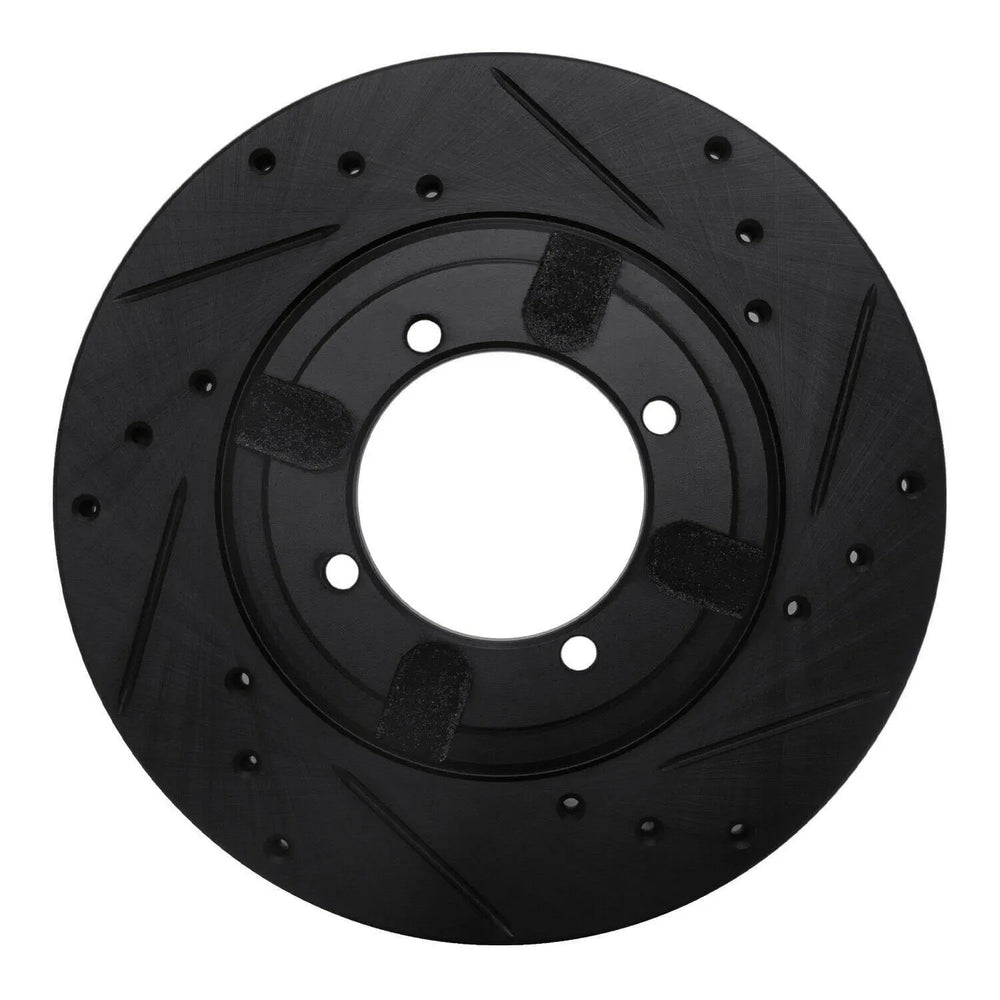 R1 84-90 Dodge COLT Front Right Drilled & Slotted Black Brake Rotor