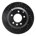 R1 03-18 Audi Q7 Rear Left Drilled & Slotted Black Brake Rotor