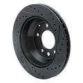 R1 03-18 Audi Q7 Rear Left Drilled & Slotted Black Brake Rotor