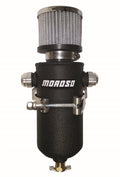 Moroso 12AN Male Fittings Catch Can Breather Tank - Black Powder Coat