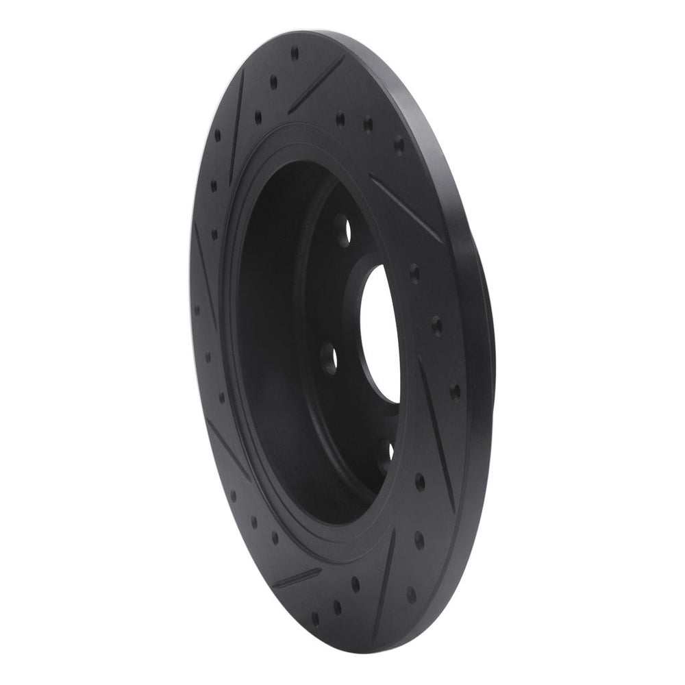 R1 11-16 Buick LaCrosse Rear Right Drilled & Slotted Black Brake Rotor