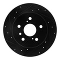 R1 00-04 Toyota AVALON Rear Left Drilled & Slotted Black Brake Rotor