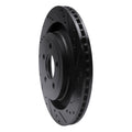 R1 15-23 Ford Mustang Rear Right Drilled & Slotted Black Brake Rotor