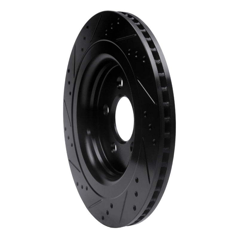 R1 15-23 Ford Mustang Rear Right Drilled & Slotted Black Brake Rotor