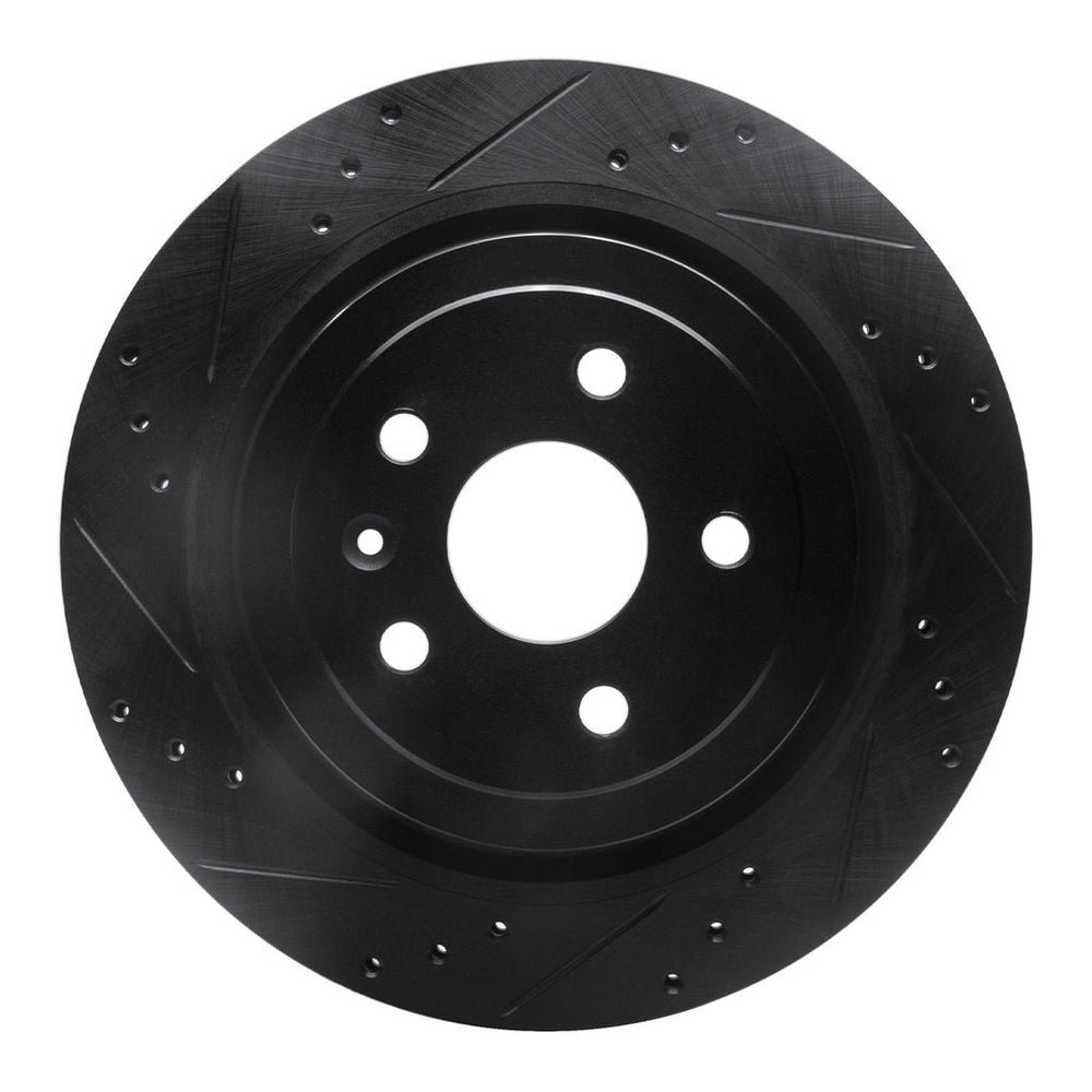 R1 08-14 Cadillac CTS Rear Left Drilled & Slotted Black Brake Rotor