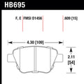 Hawk 12 Audi A3 / 11-12 VW Golf GTI/Jetta S/Jetta SE/Jetta SEL/Jetta TDI HPS Street Rear Brake Pads