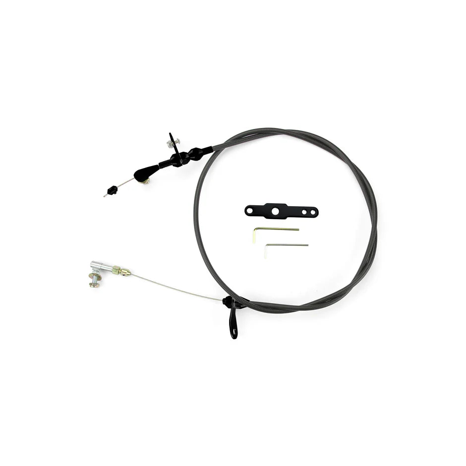 48IN UNIVERSAL BLACK HOUSING 727 BLOWER DRIVE KICKDOWN CABLE W/ BLACK FITTINGS