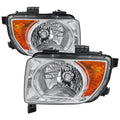 HEADLIGHTS CHROME HOUSING CLEAR LENS WITH AMBER REFLECTOR - NO BULBS INCLUDED