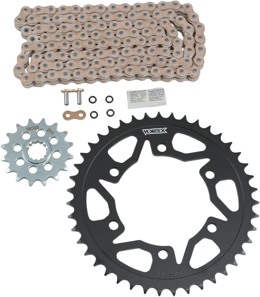 Vortex Racing V3 2.0 Chain and Sprocket Kit 2910-16,435CS-43,G525SX3-114- Gold