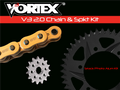 Vortex Racing V3 2.0 Chain and Sprocket Kit 3270-14,435K-44,G520SX3-108- Gold