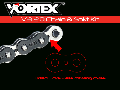 Vortex Racing V3 2.0 Chain and Sprocket Kit 3504-16,249S-43,530SX3-110- Black