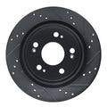 R1 14-20 Acura RLX Rear Right Drilled & Slotted Black Brake Rotor