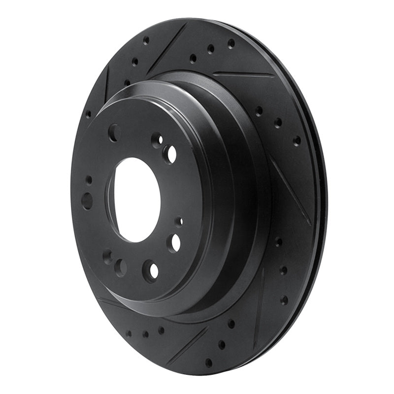 R1 05-12 Acura RL Rear Left Drilled & Slotted Black Brake Rotor