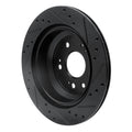 R1 05-12 Acura RL Rear Left Drilled & Slotted Black Brake Rotor