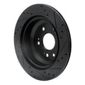 R1 05-12 Acura RL Rear Left Drilled & Slotted Black Brake Rotor