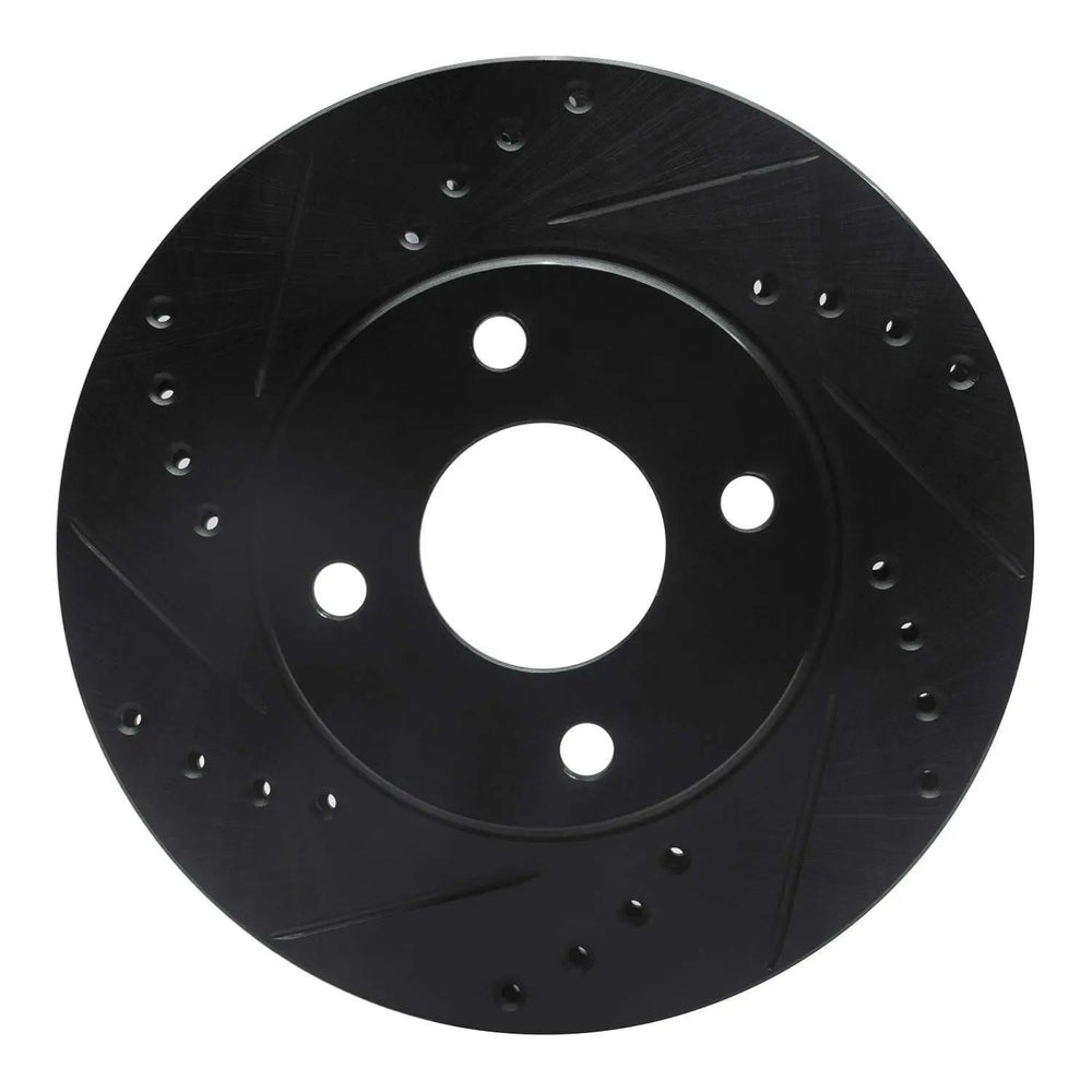 R1 1995-2004 Ford CONTOUR Front Left Drilled & Slotted Black Brake Rotor