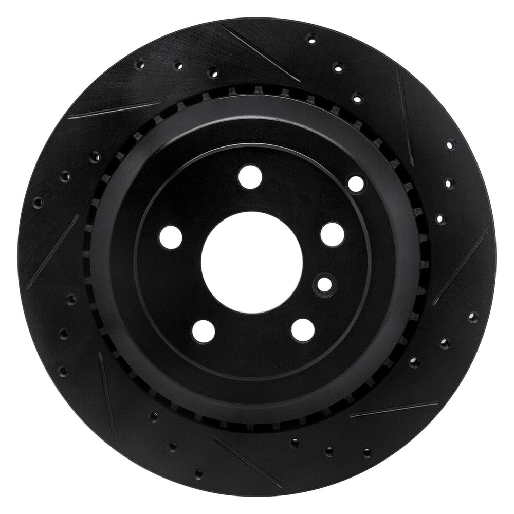 R1 06-12 Mercedes-Benz GL350 Rear Right Drilled & Slotted Black Brake Rotor