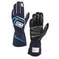OMP FIRST GLOVES FIA 8856-2018 MY2025 NAVY BLUE / CYAN SZ L