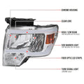 LED BAR HEADLIGHT WITH CHROME HOUSING CLEAR LENS AND AMBER REFLECTOR