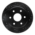 R1 99-07 Chevrolet Suburban 1500 Rear Right Drilled & Slotted Black Brake Rotor