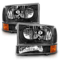 ANZO 2000-2004 Ford Excursion Crystal Headlight w/ Corner Light Black Amber (w/o Bulb)
